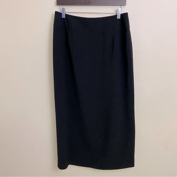 Liz Claiborne Black Maxi Wrap Skirt size 12 Capsule Wardrobe Classic Minimalist - Picture 2 of 10